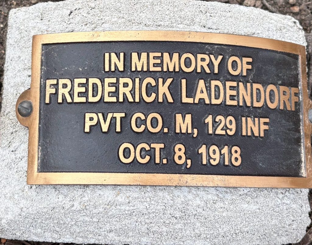 FREDERICK LANDENDORF WAR MEMORIAL PLAQUE