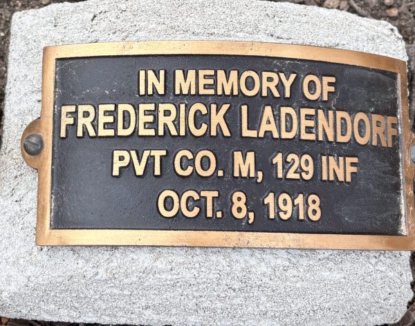 FREDERICK LANDENDORF WAR MEMORIAL PLAQUE