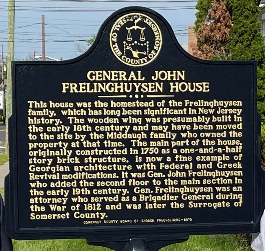 GENERAL JOHN FRELINGHUYSEN HOUSE MEMORIAL MARKER