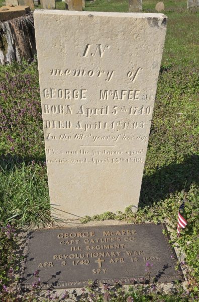 GEORGE MCAFEE REVOLUTIONARY WAR SOLDIER MEMORIAL CEMETERY STONES
