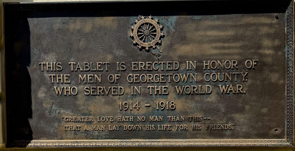 GEORGETOWN COUNTY WORLD WAR MEMORIAL PLAQUE