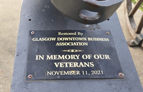 GLASGOW DOWNTOWN BUSINESS ASSOCIATION MEMORIAL CANNON PLAQUE
