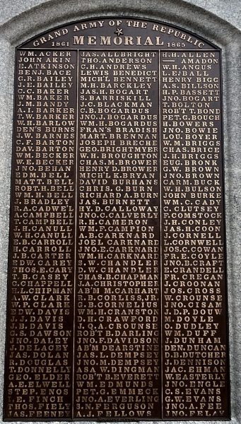 GRAND ARMY OF THE REPUBLIC MEMORIAL 1861-1865 PLAQUE D