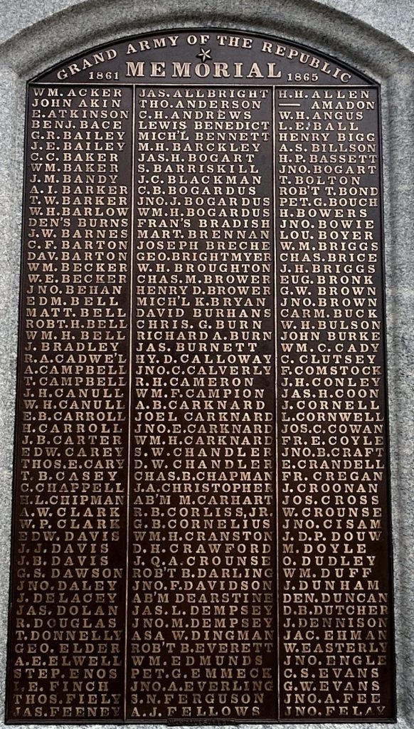 GRAND ARMY OF THE REPUBLIC MEMORIAL 1861-1865 PLAQUE D