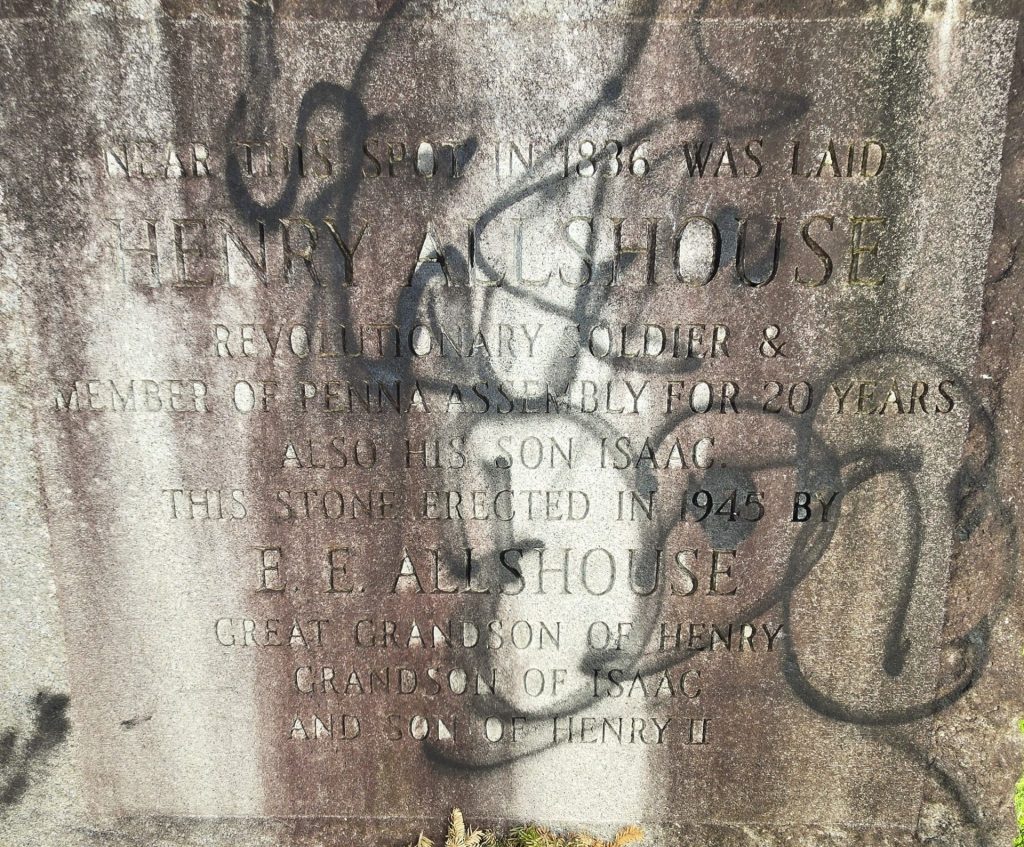 HENRY ALLSHOUSE REVOLUTIONARY WAR MEMORIAL PLAQUE