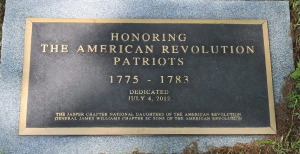 HONORING THE AMERICAN REVOLUTION PATRIOTS MEMORIAL PLAQUE