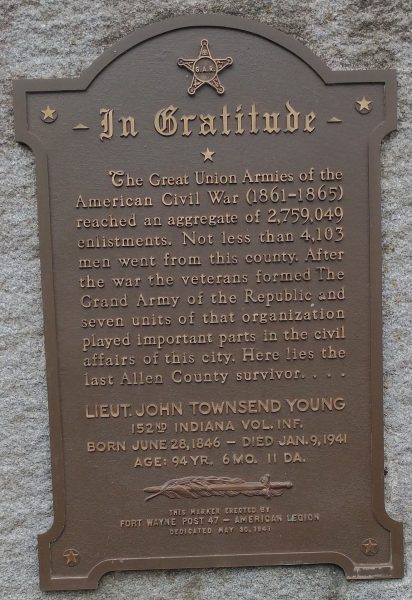 IN GRATITUDE CIVIL WAR MEMORIAL PLAQUE