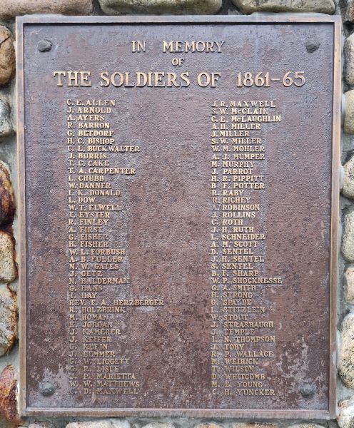 IN MEMORY OF THE SOLDIERS OF 1861-65 WAR MEMORIAL PLAQUE
