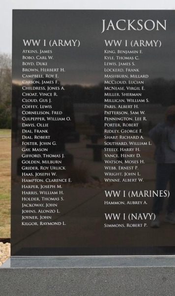 JACKSON COUNTY, AL SUPREME SACRIFICE WAR MEMORIAL STONE A