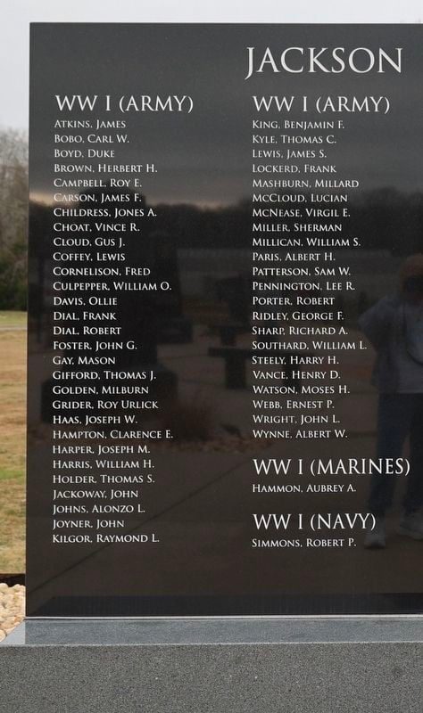 JACKSON COUNTY, AL SUPREME SACRIFICE WAR MEMORIAL STONE A