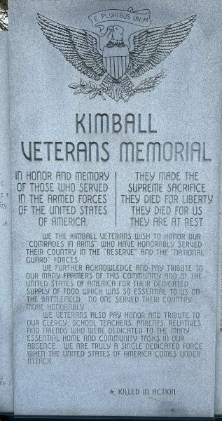 KIMBALL VETERANS MEMORIAL STONE A