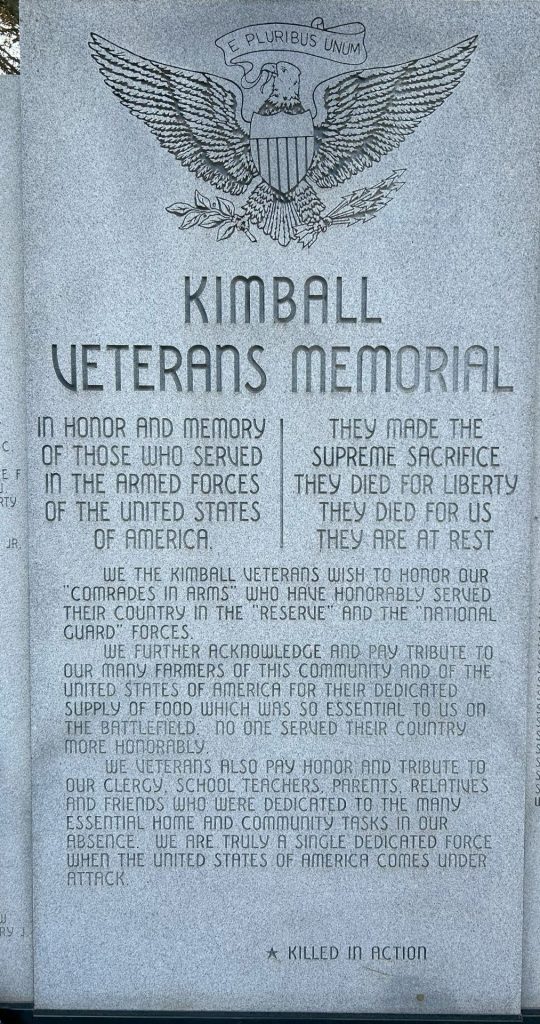 KIMBALL VETERANS MEMORIAL STONE A