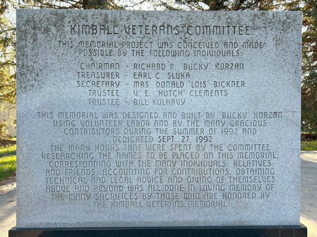 KIMBALL VETERANS MEMORIAL STONE C