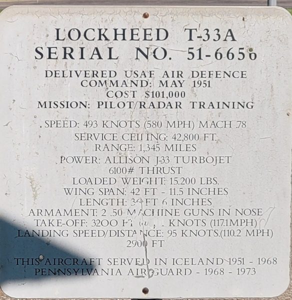 LOCKHEED T-33A ‘SHOOTING STAR’ AIRCRAFT MEMORIAL PLAQUE B