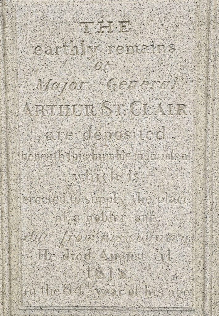 MAJOR-GENERAL ARTHUR ST. CLAIR REVOLUTIONARY WAR STONE A