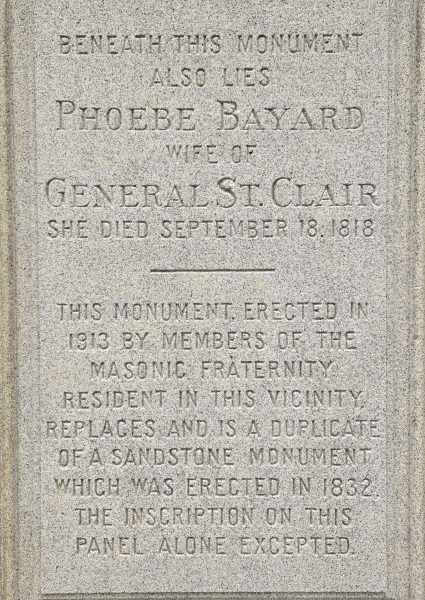 MAJOR-GENERAL ARTHUR ST. CLAIR REVOLUTIONARY WAR MEMORIAL STONE B