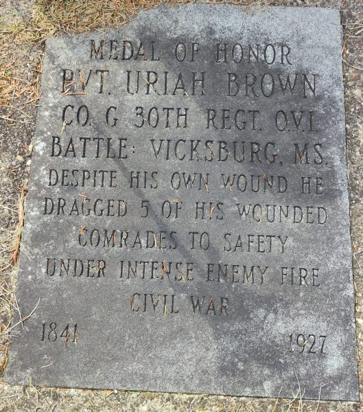 MEDAL OF HONOR PVT. URIAH BROWN WAR MEMORIAL TABLET