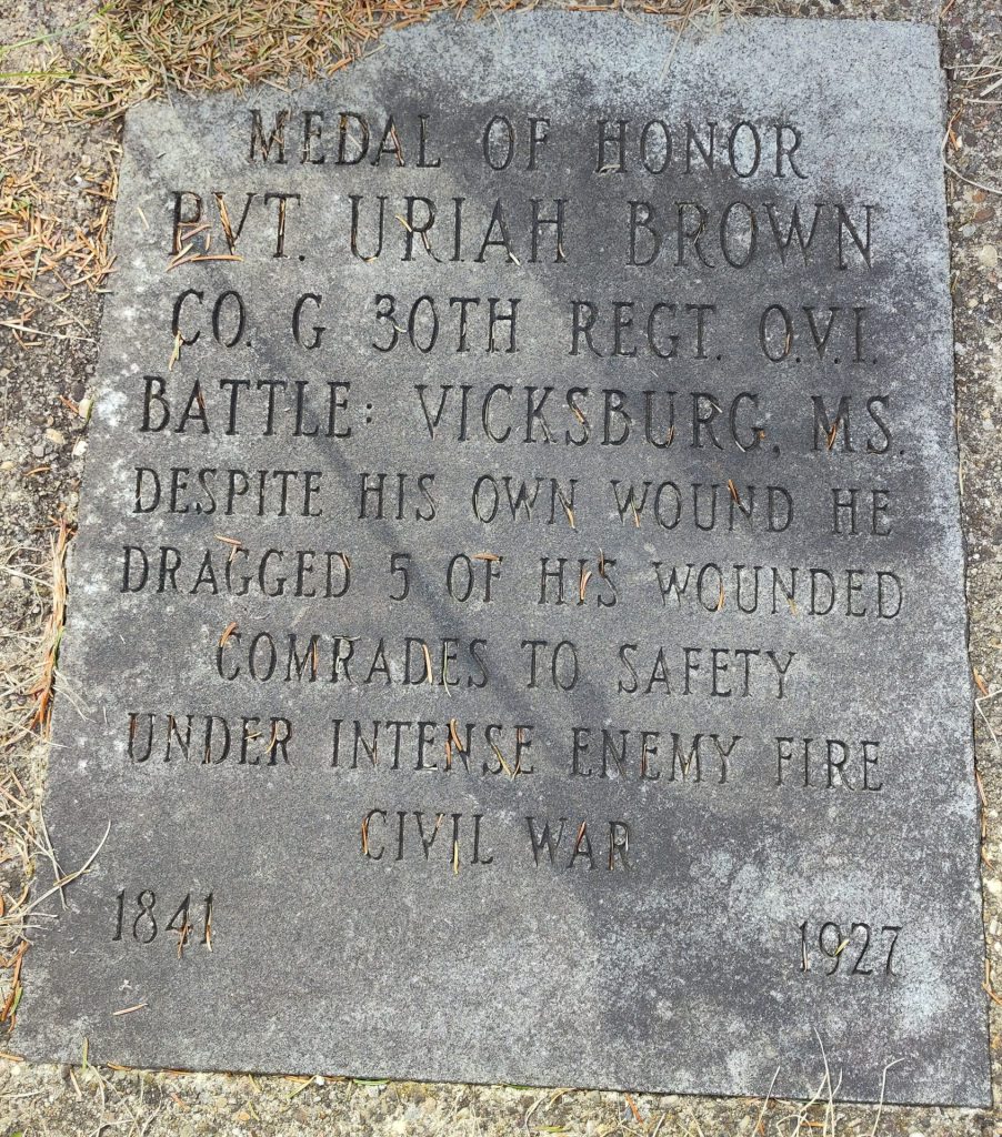 MEDAL OF HONOR PVT. URIAH BROWN WAR MEMORIAL TABLET