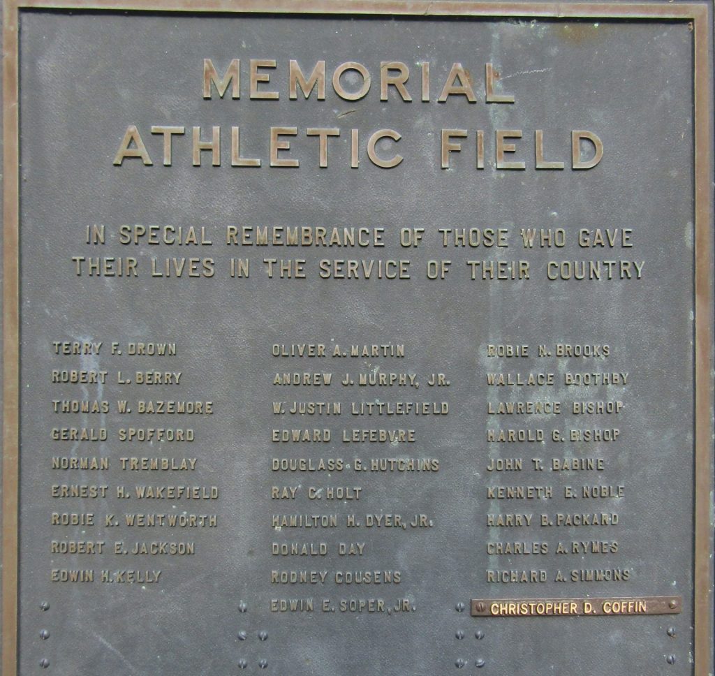 MEMORIAL ATHLETIC FIELD SUPREME SACRIFICE PLAQUE