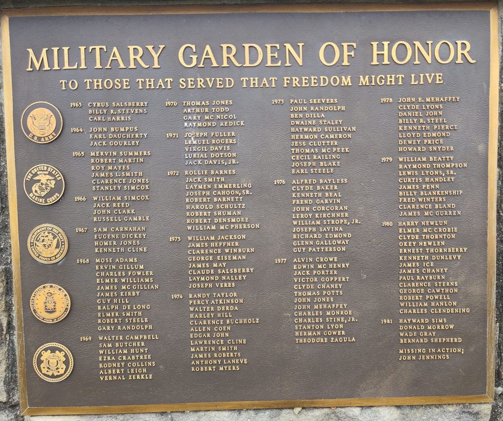 MILITARY GARDEN OF HONOR WAR MEMORIAL PLAQUE A