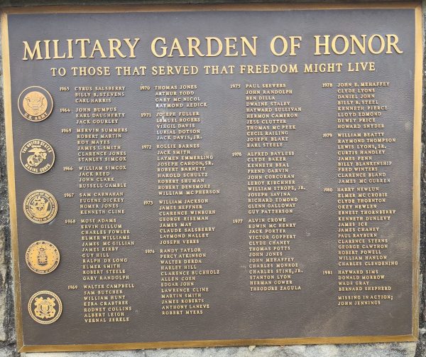 MILITARY GARDEN OF HONOR WAR MEMORIAL PLAQUE A