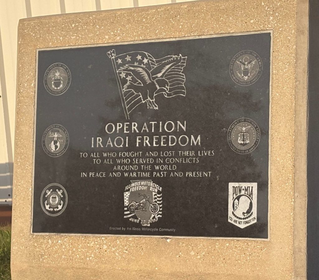 OPERATION IRAQI FREEDOM WAR MEMORIAL PLAQUE