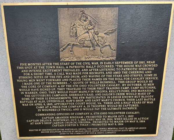 ORWELL’S CIVIL WAR ROLL OF HONOR MEMORIAL PLAQUE B