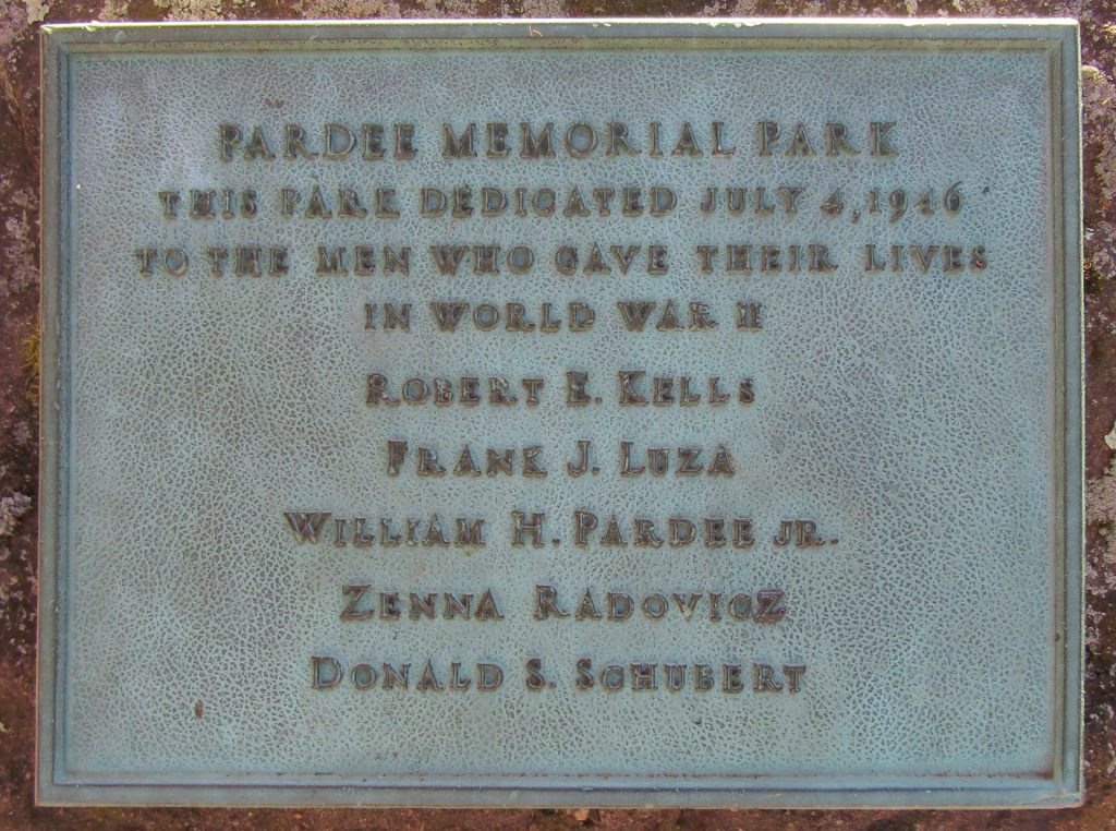 PARDEE MEMORIAL PARK PLAQUE