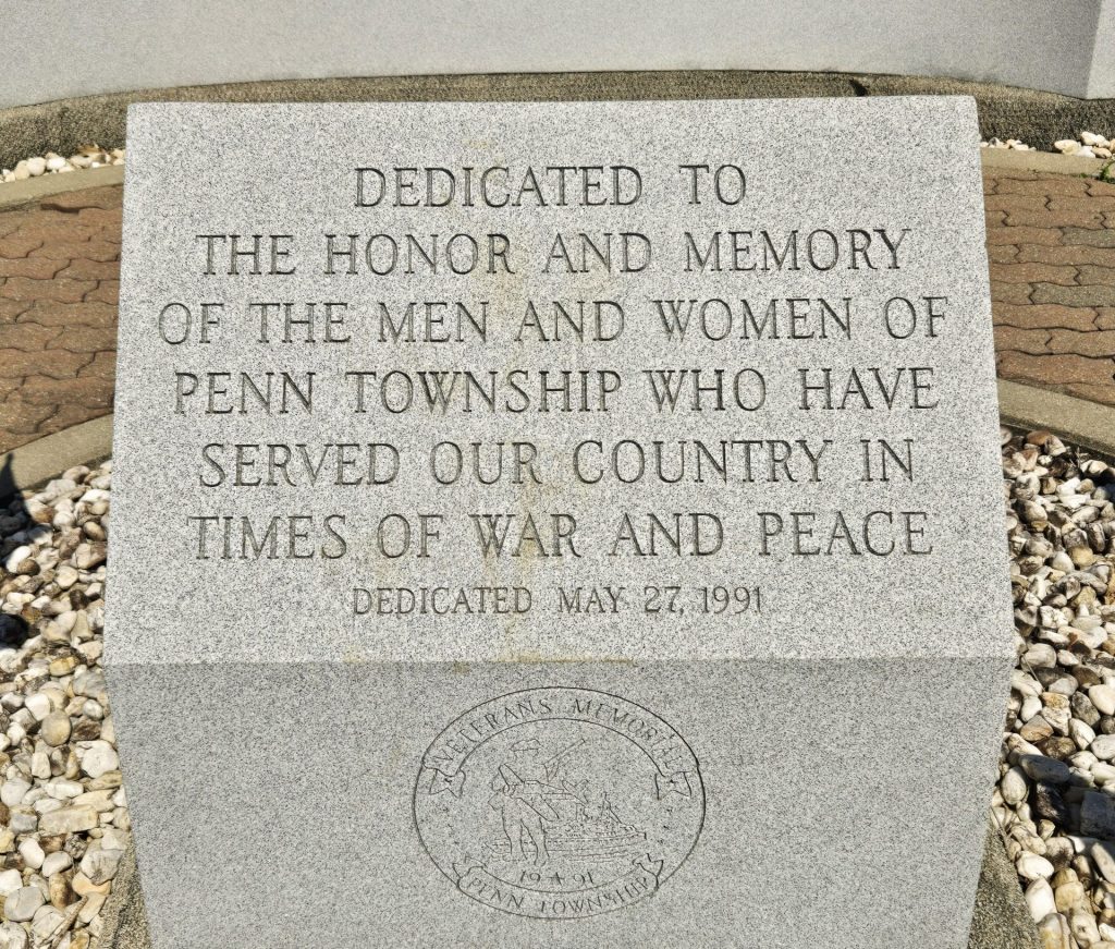 PENN TOWNSHIP VETERANS MEMORIAL DEDICATION STONE