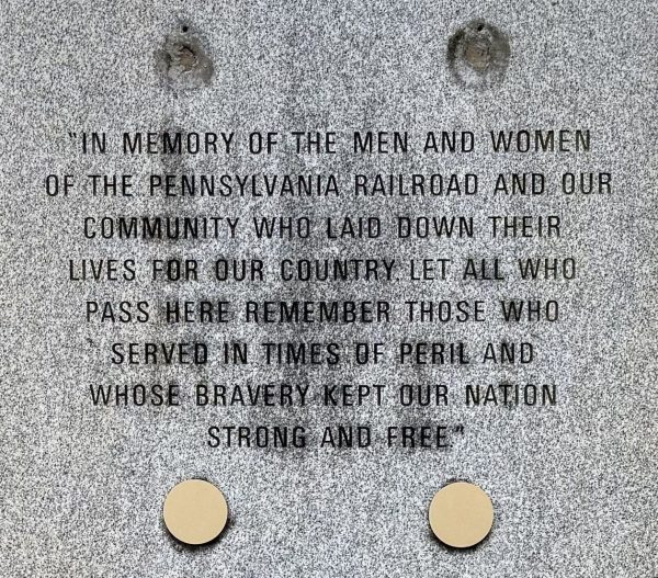 PENNSYLVANIA RAILROAD WAR VETERANS MEMORIAL STONE