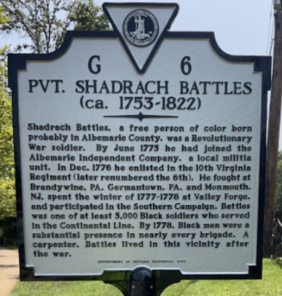 PVT. SHADRACH BATTLES WAR MEMORIAL MARKER