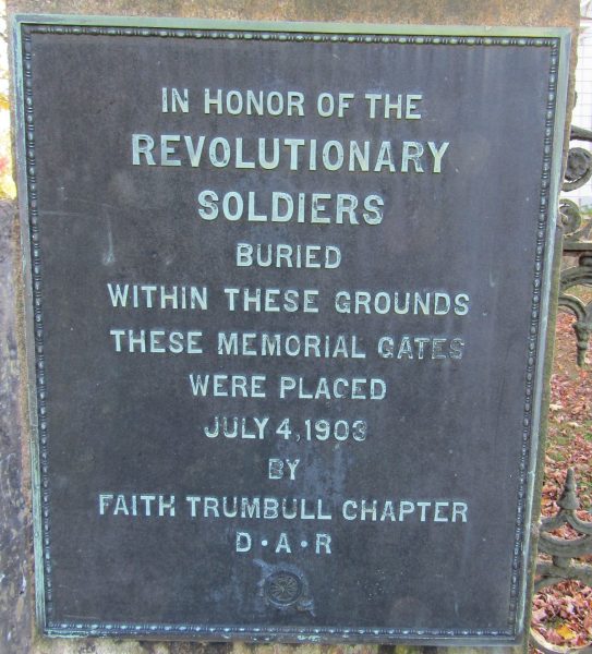 REVOLUTIONARY SOLDIERS MEMORIAL GATES PLAQUE A