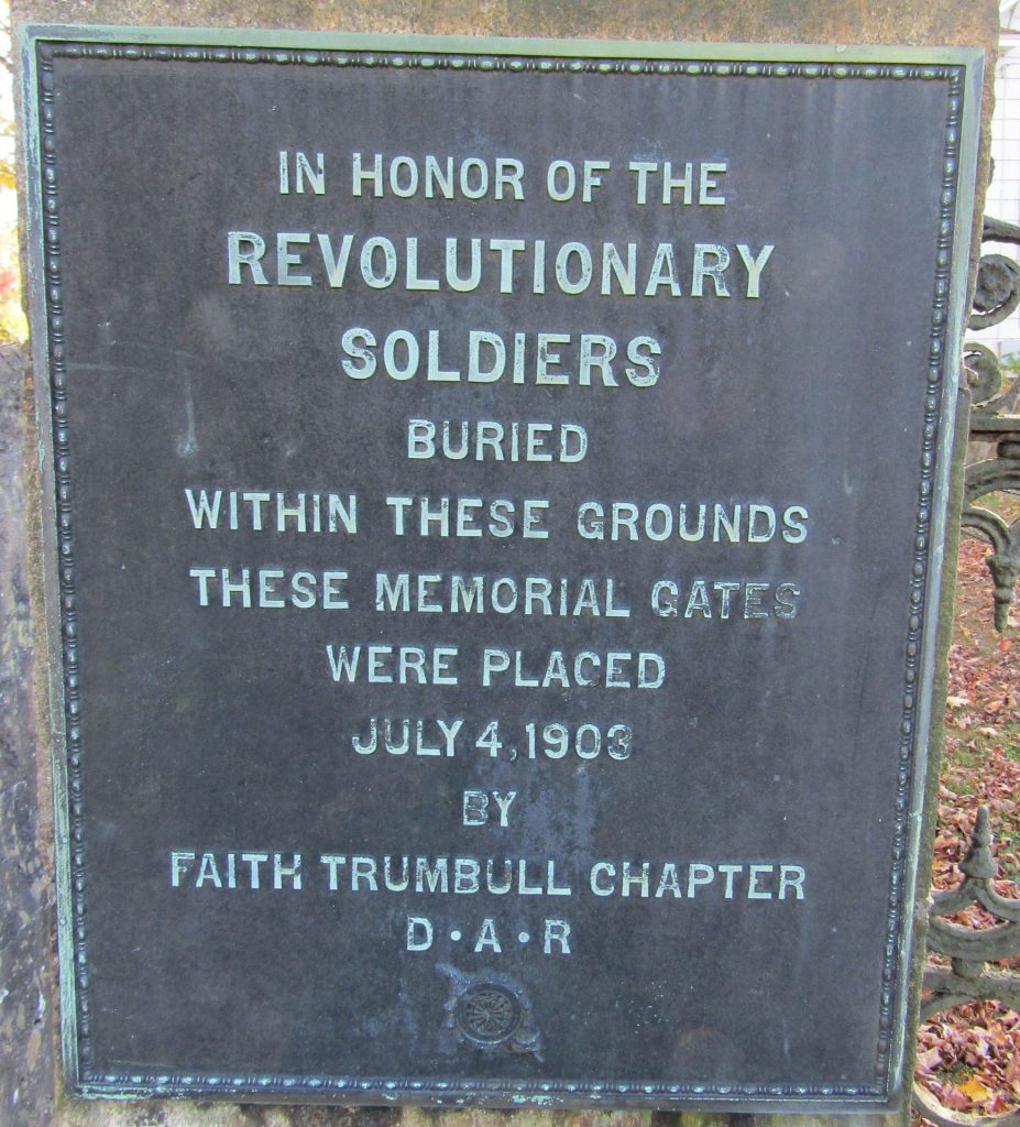 REVOLUTIONARY SOLDIERS MEMORIAL GATES PLAQUE A