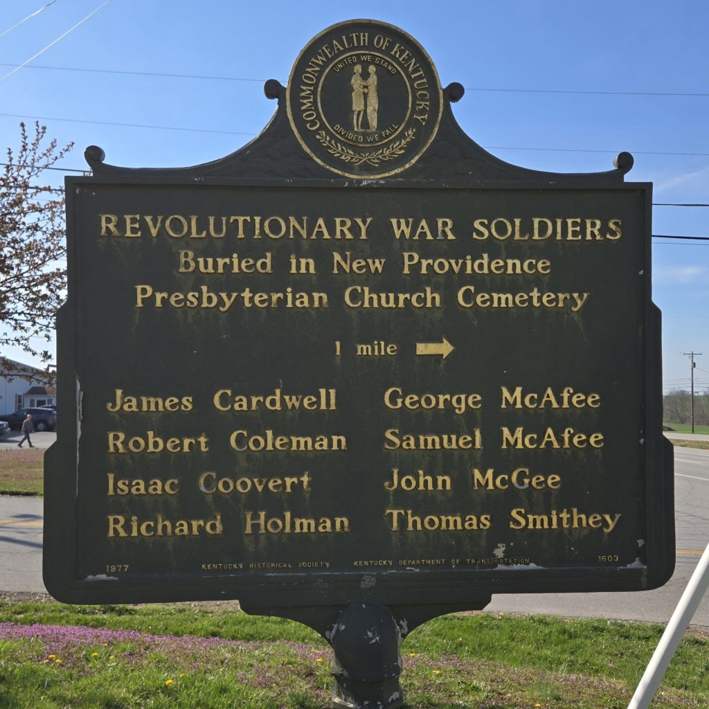 REVOLUTIONARY WAR SOLDIERS BURIED IN NEW PROVIDENCE PRESBYTERIAN CHURCH CEMETERY