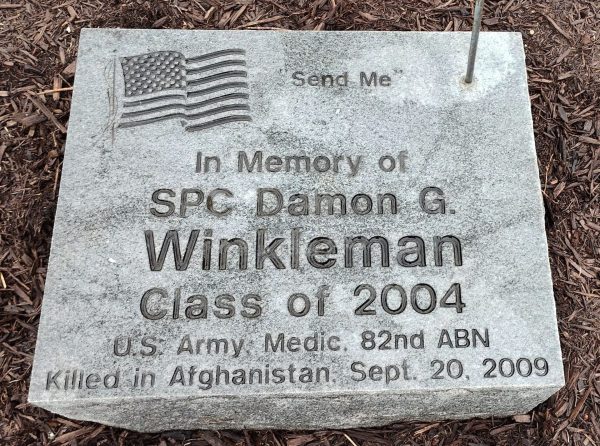 SPC DAMON G. WINKLEMAN WAR MEMORIAL TREE STONE