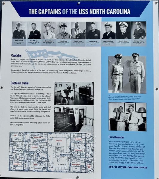 THE CAPTAINS OF THE USS NORTH CAROLINA MEMORIAL PLAQUE
