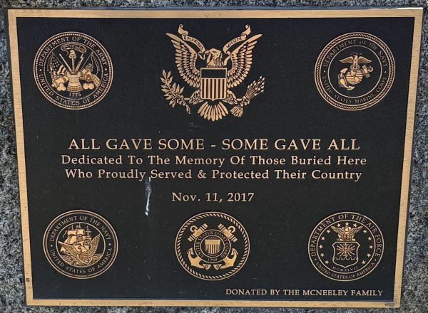 THE MCNEELEY FAMILY VETERANS MEMORIAL PLAQUE