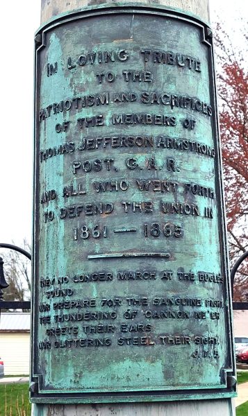 THOMAS JEFFERSON ARMSTRONG POST G.A.R CIVIL WAR MEMORIAL PLAQUE