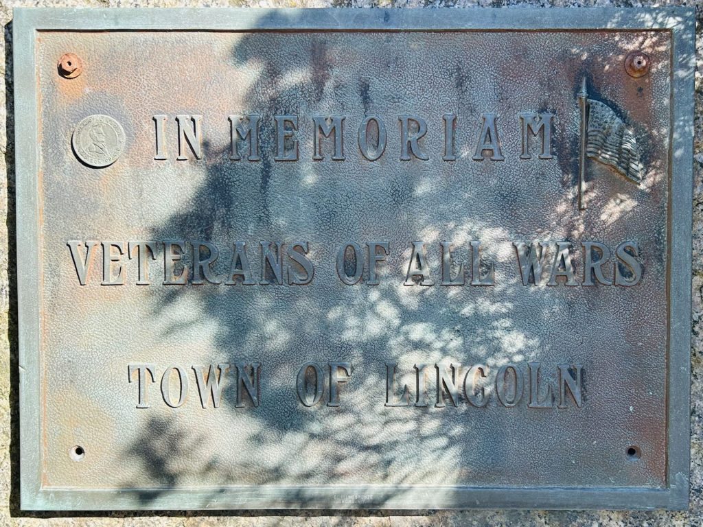TOWN OF LINCOLN ALL WARS VETERANS MEMORIAL PLAQUE