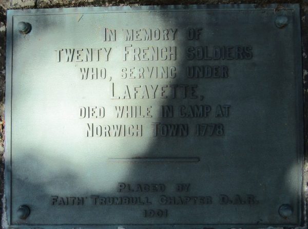 TWENTY FRENCH SOLDIERS REVOLUTIONARY WAR MEMORIAL PLAQUE