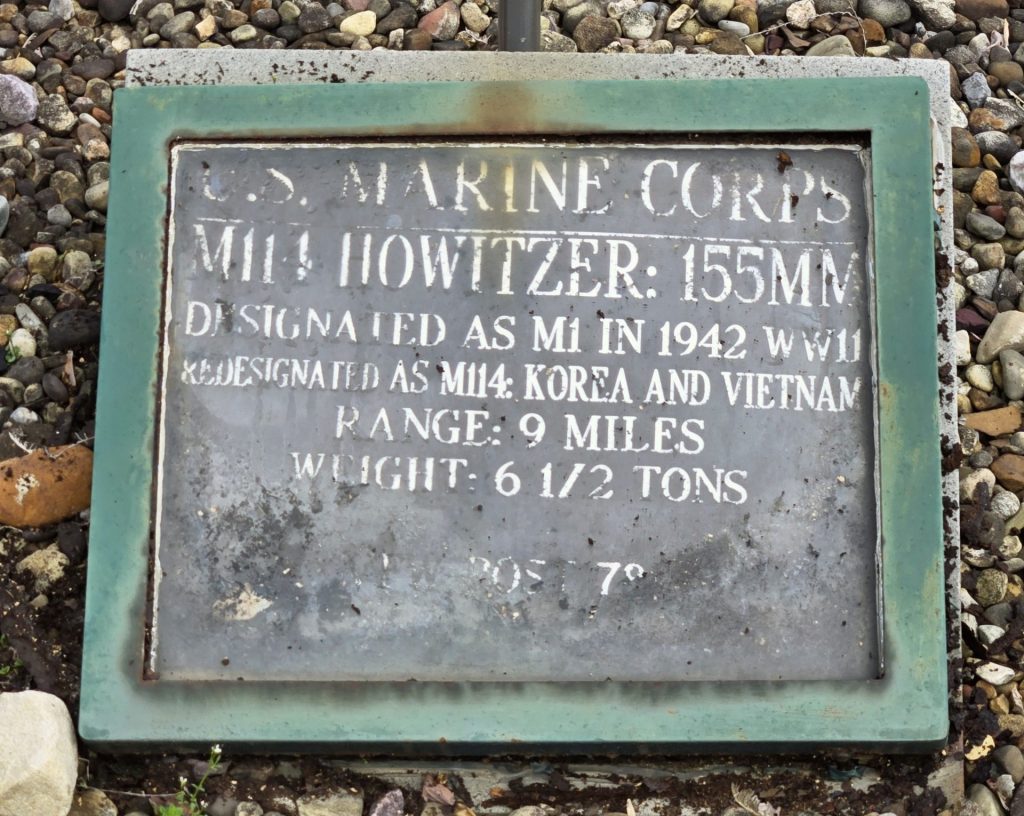U.S. MARINE CORPS M114 HOWITZER 155MM MEMORIAL PLAQUE