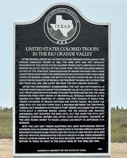UNITED STATES COLORED TROOPS IN THE RIO GRANDE VALLEY MEMORIAL MARKER