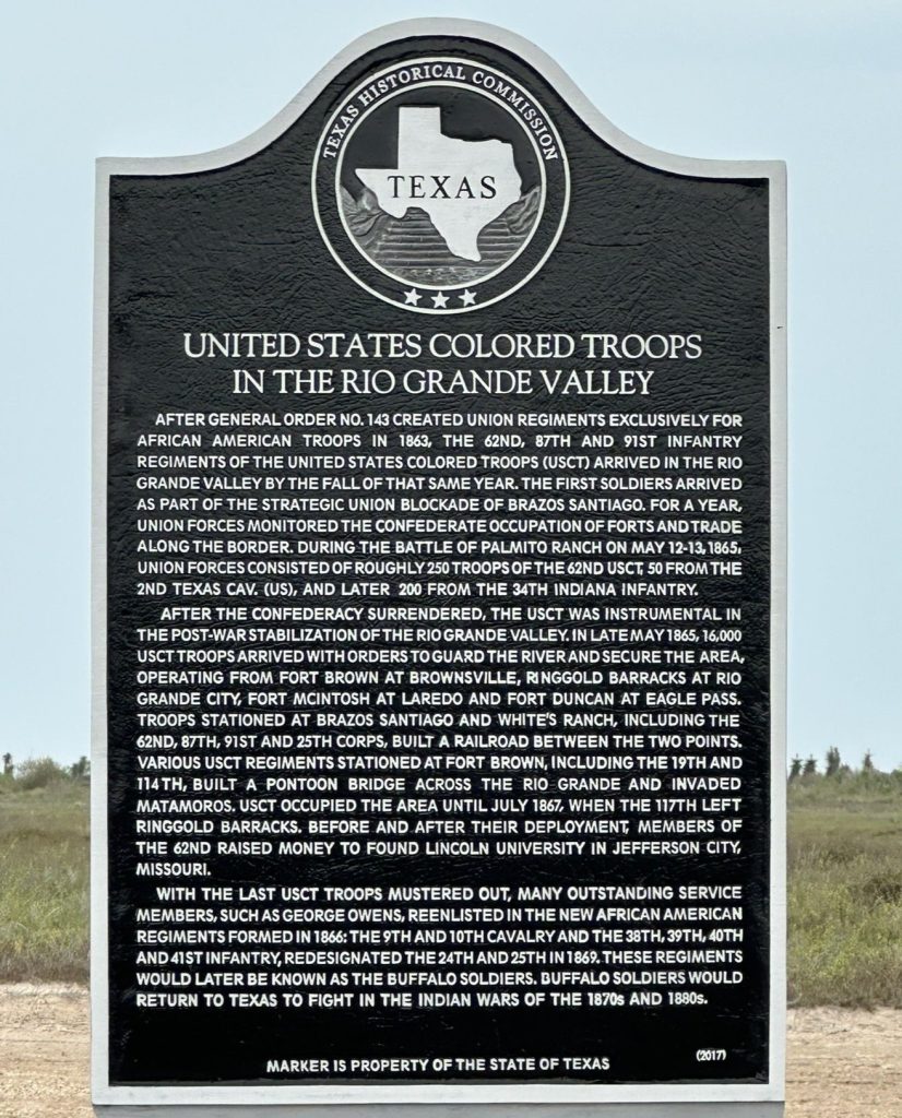 UNITED STATES COLORED TROOPS IN THE RIO GRANDE VALLEY MEMORIAL MARKER
