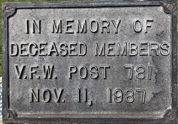 V.F.W. POST 781 DECEASED MEMBERS MEMORIAL PLAQUE