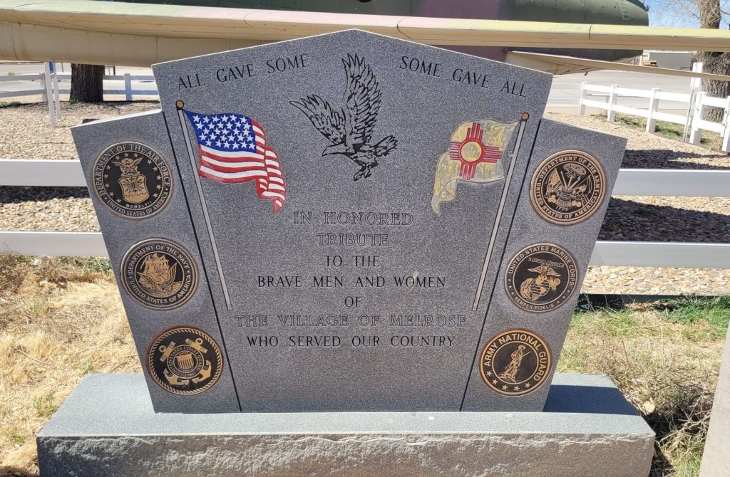 VILLAGE OF MELROSE WAR VETERANS MEMORIAL STONE A