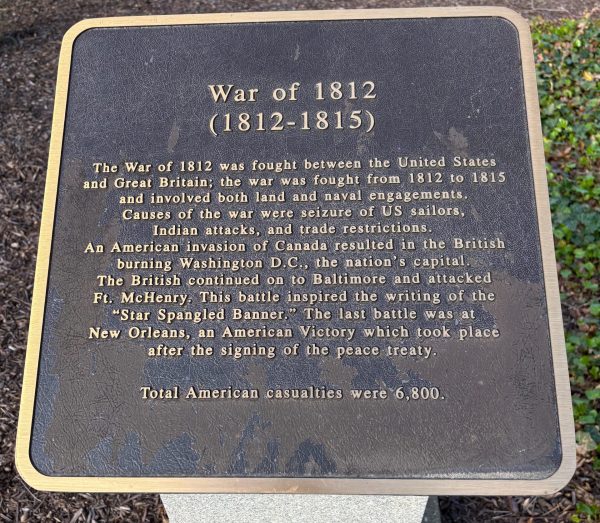 WAR OF 1812 (1812-1815) MEMORIAL PLAQUE