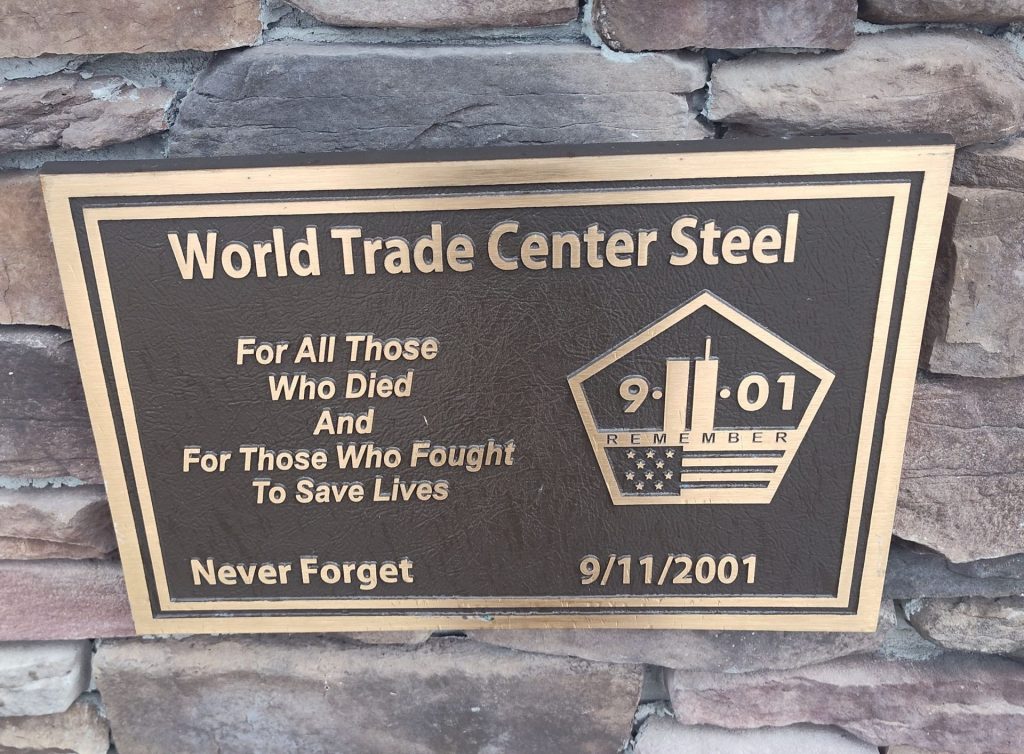 WORLD TRADE CENTER STEEL MEMORIAL PLAQUE