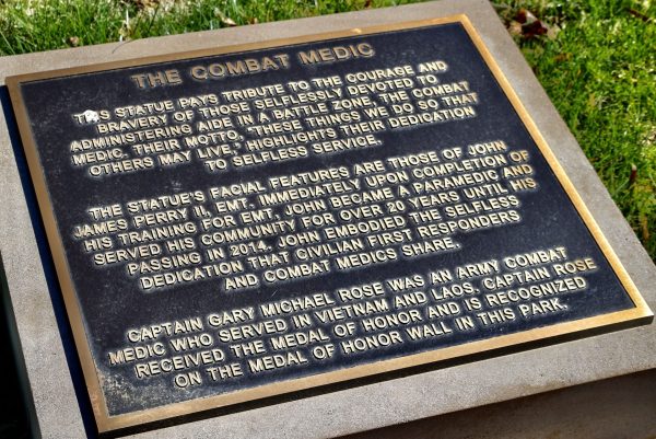 WOUNDED WARRIOR-COMBAT MEDIC STATUE MEMORIAL PLAQUE B