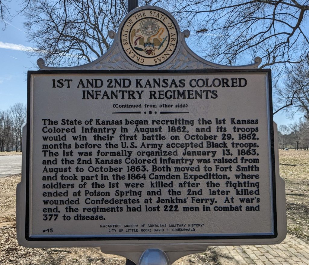 1ST AND 2ND KANSAS COLORED INFANTRY REGIMENTS WAR MEMORIAL MARKER