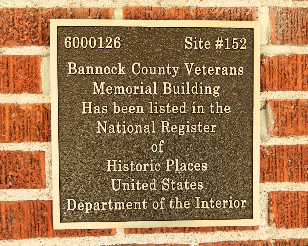 BANNOCK COUNTY SERVICERMEN’S MEMORIAL BUILDING PLAQUE B